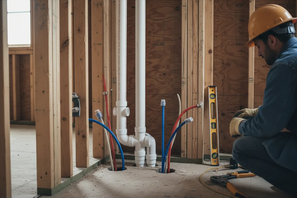 Drain and supply rough-in during Leak Detection in Mehoopany